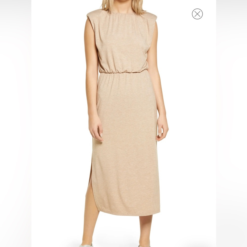 WAYF Padded Shoulder MIDI Dress